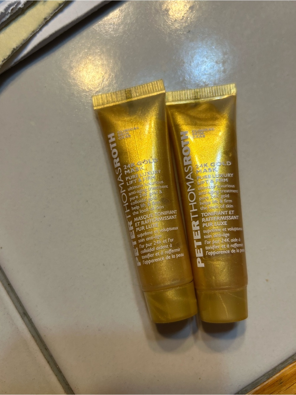 Peter Thomas Roth two travel size gold face masks